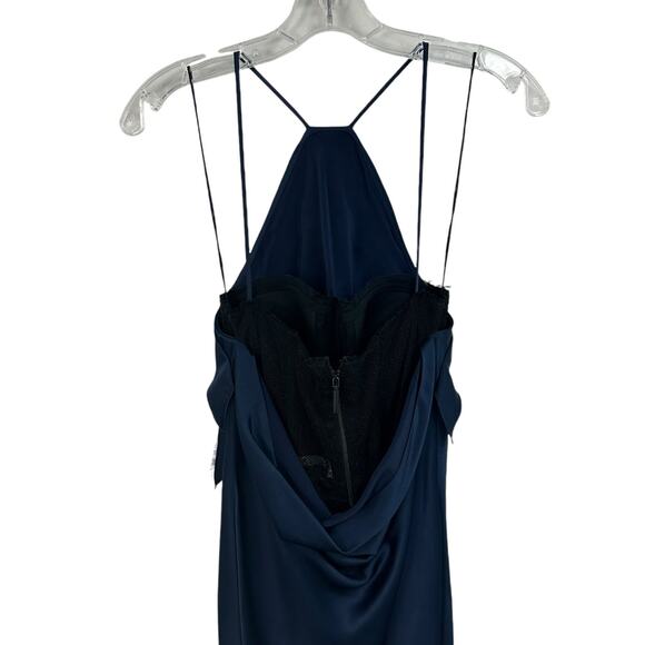 NWT $2,795 Jason Wu Collection Navy Satin Halter Maxi Cocktail Dress Womens 2 - Picture 5 of 10